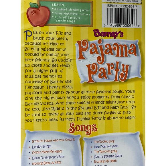 Barneys Pajama Party (VHS, 2001) Clam Shell Purple Case - Picture 5 of 6
